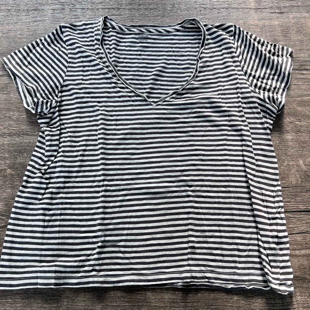 Madewell Black and White Striped Short Sleeve Tee